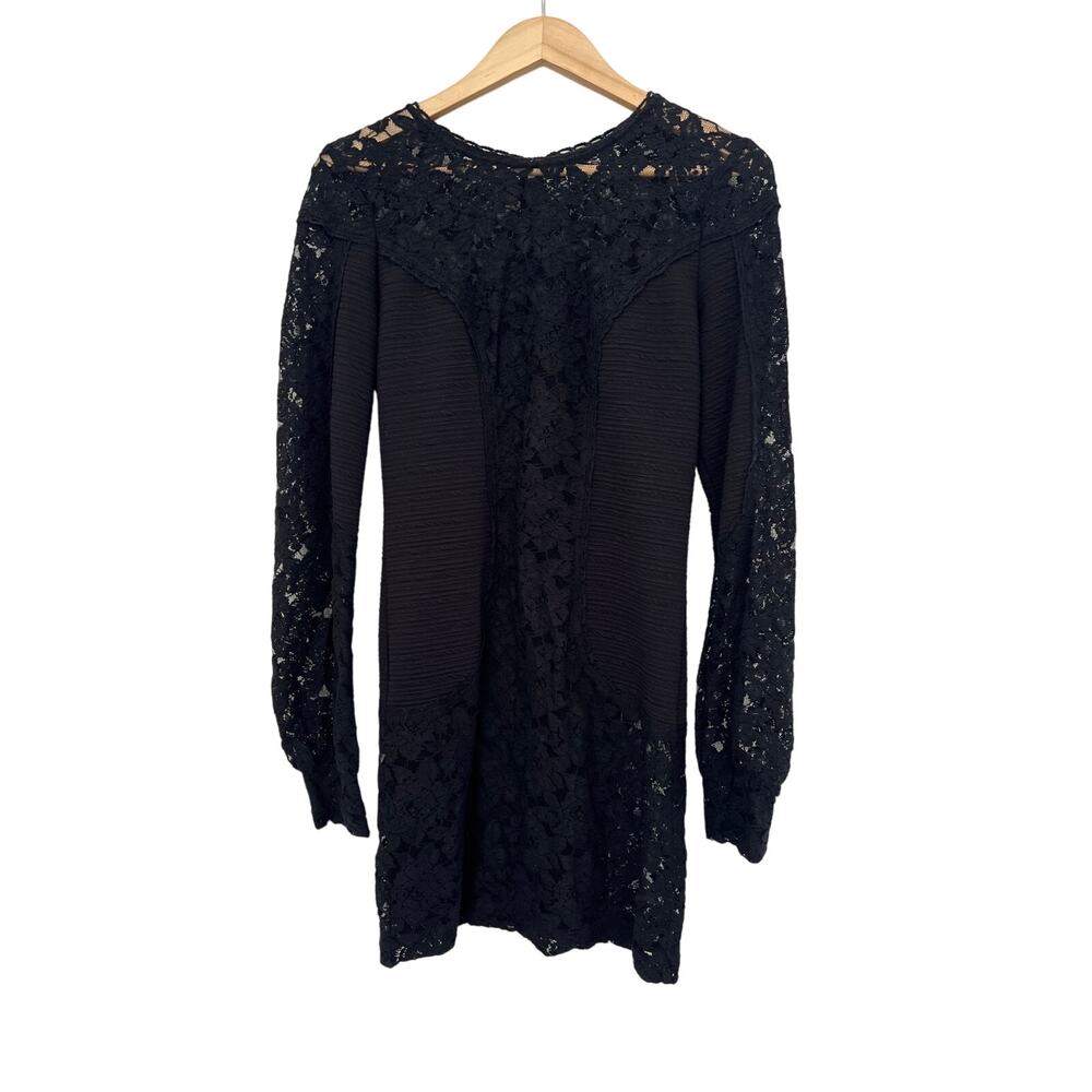 NWT Plenty Tracy Reece Lace Cotton Blend Mini Dress Medium Black Whimisgoth